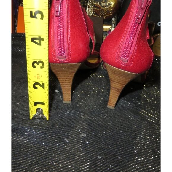 Nine West Red Leather Open Toe caged heels size 10 - Picture 4 of 12